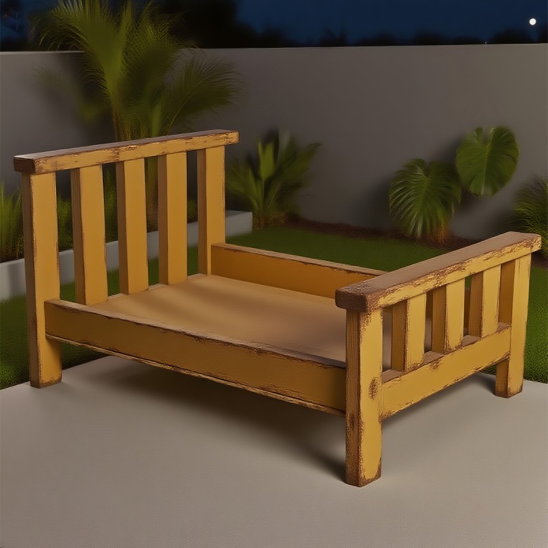 Wooden Pet Bed Manufacturer - Distressed Slatted Design