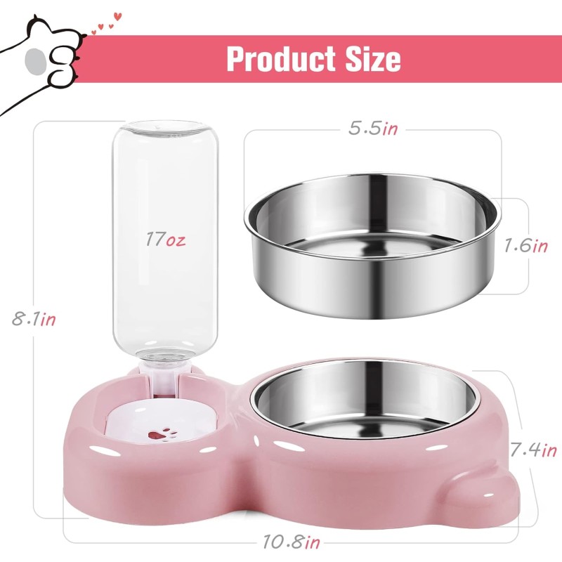 Pet Bowl Set Supplier - Eco-Friendly Pink Stainless