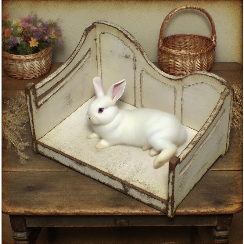 Wooden Pet Bed Supplier - Distressed White Small Animal