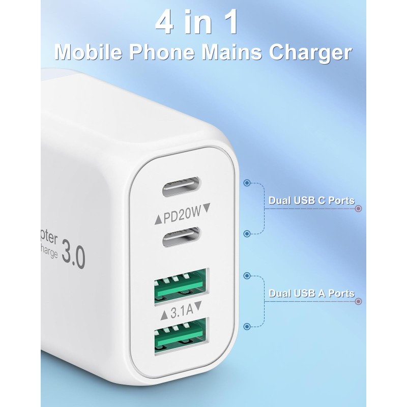 Wall Charger Manufacturer - OEM 40W 4 Port USB C Adapter