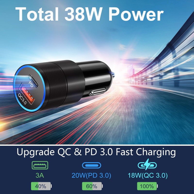 Car Charger Manufacturer - OEM 38W USB Car Charger