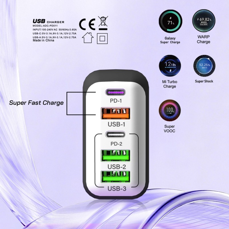 Wall Charger Factory - Custom 200W 5 Port USB-C Charger