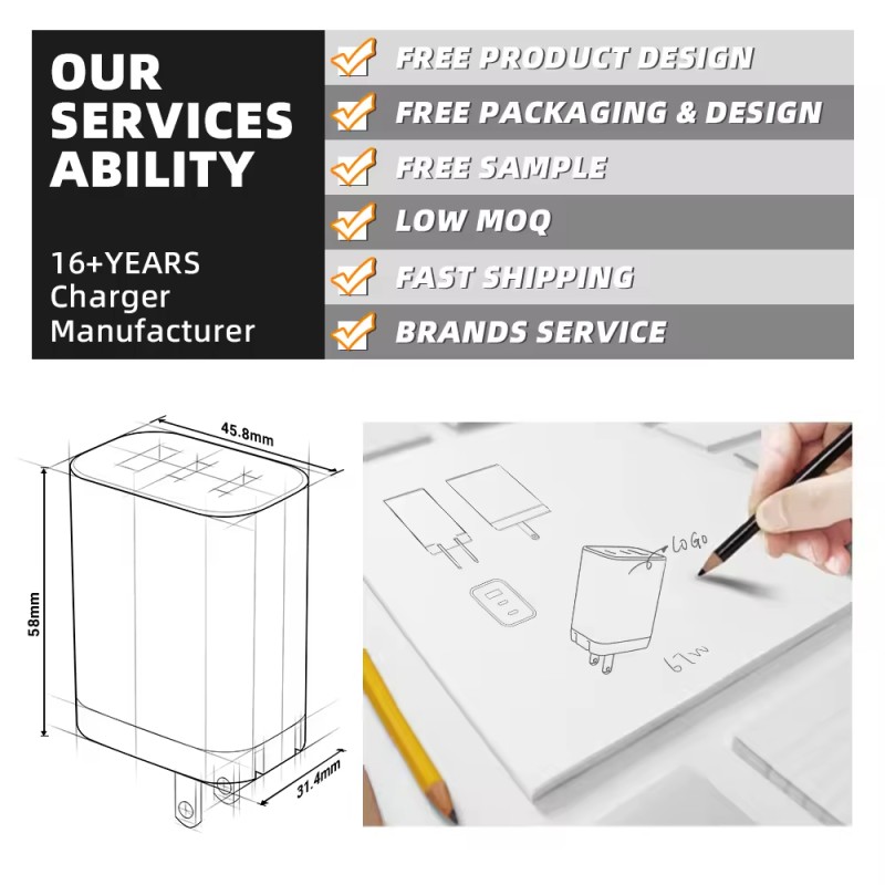 Wall Charger Manufacturer - OEM 65W 3-Port GaN Adapter