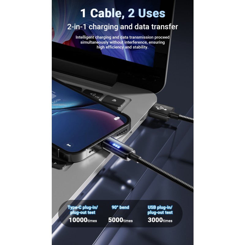 Data Cable Manufacturer - OEM LED Scrolling Type C Cable