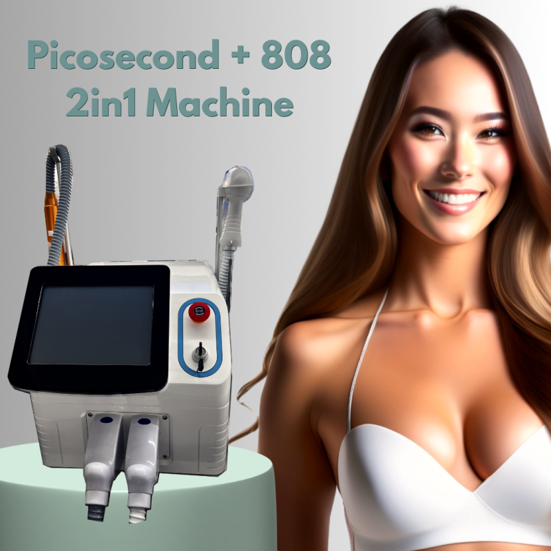 Factory Price 400W Portable Nd Yag Laser Hair Removal Machine Pico Laser Carbon Peeling 2 in 1  808 Diode Pico Laser