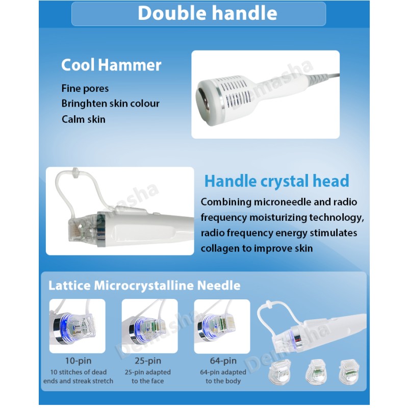 2 in 1 Professionnel Rf Micro Needle Facial Skin Rejuvenation Microneedle Rf Machine with Cold Hammer