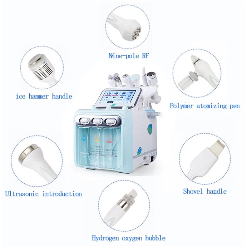 2025 Latest Best Seller 6/7/8  in 1 Aqua Peeling H202  Oxygen Facials Machine Wit Led Mask