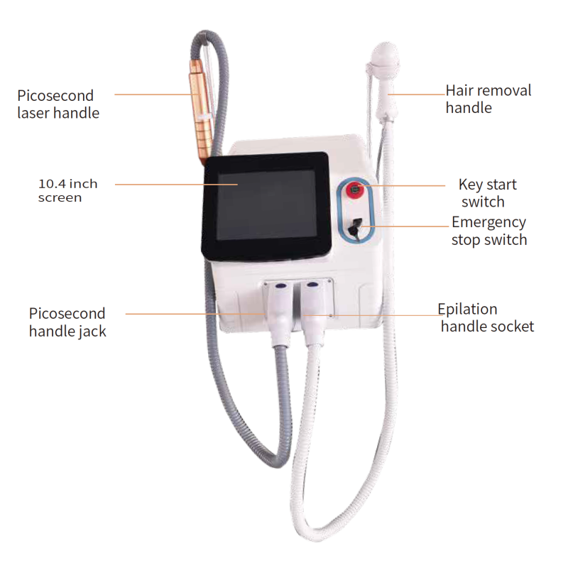 Factory Price 400W Portable Nd Yag Laser Hair Removal Machine Pico Laser Carbon Peeling 2 in 1  808 Diode Pico Laser