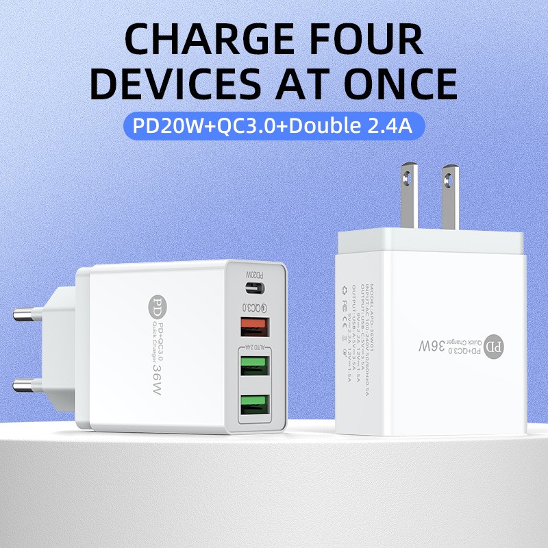 Wall Charger Manufacturer - OEM 36W 4-Port Wall Charger