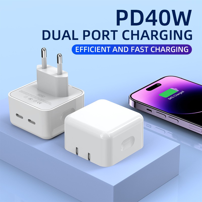 Wall Charger Factory - Custom 40W Dual Port Power Adapter