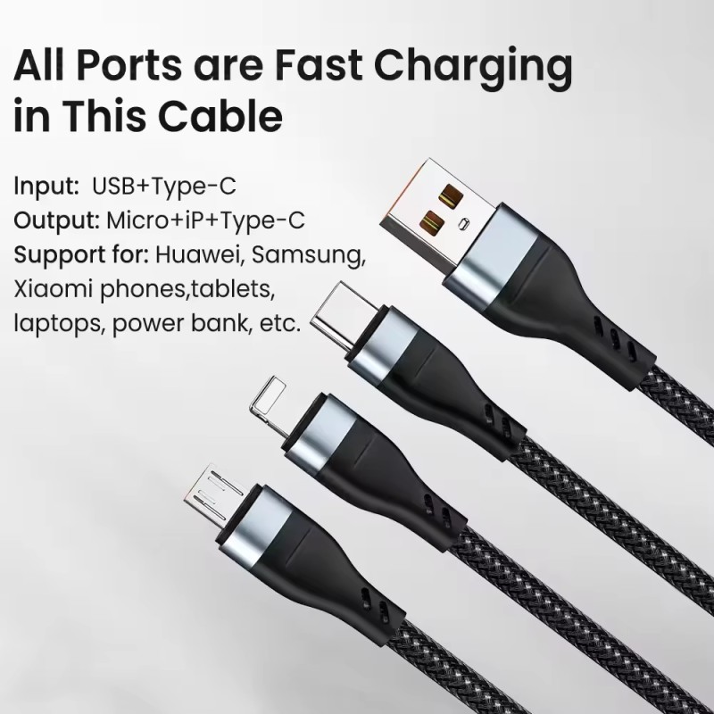 USB Cable Manufacturer - OEM 3 in 1 Nylon Braided Cable