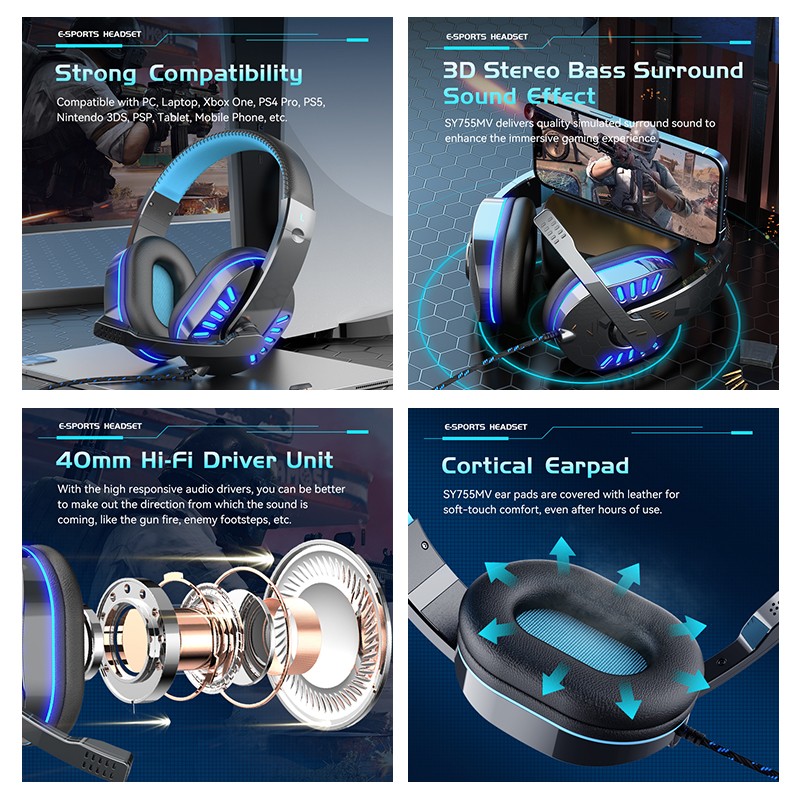 Gaming Headset Supplier - Soyto SY755 Wired RGB