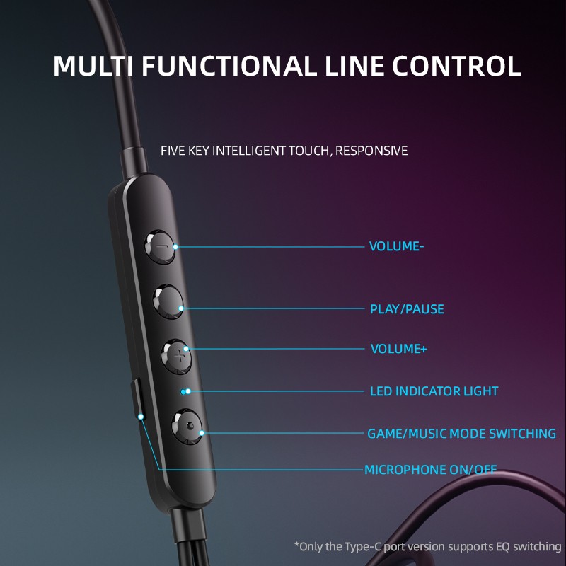 Gaming Headphone Supplier - 1.2M Type-C Built-in