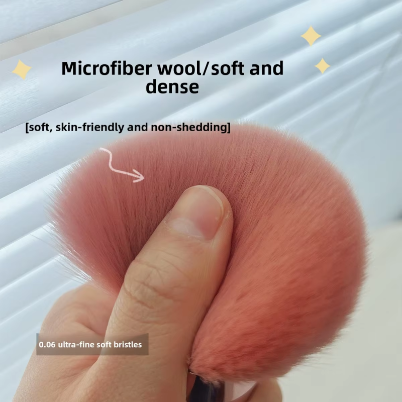 Private Label Shimmer Kabuki Body Brush Hot Selling Large Rose Pink Gold Bling Tanning Brush for Face Made of Synthetic Hair