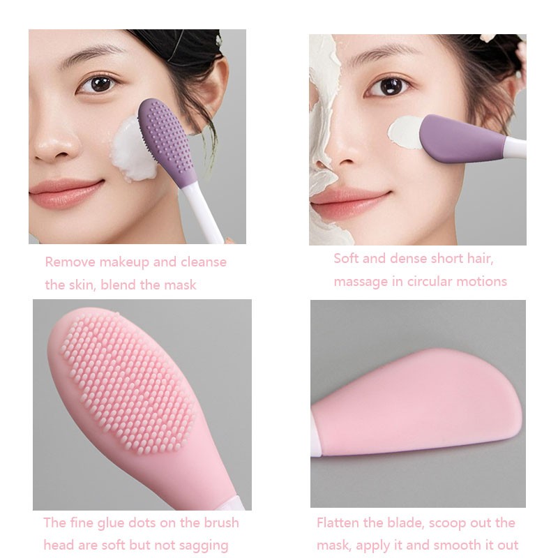 Portable Double-Sided Silicone Nose Blackhead Removal Silicon Facial Cleansing Brush for Face Exfoliation