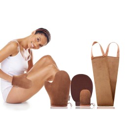 Wholesale Fasion  Waterproof Self Tanning Mitt With Thumb Reusable Tanning Applicator Side Soft Velour Spray Tanning Mitts