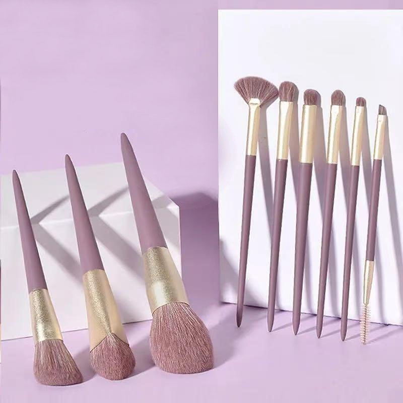 Professional 9pcs Microfiber Hair Concealer Eye Shadow Brushes Set Flat Shape Daily Use with Mascara & Eyeliner