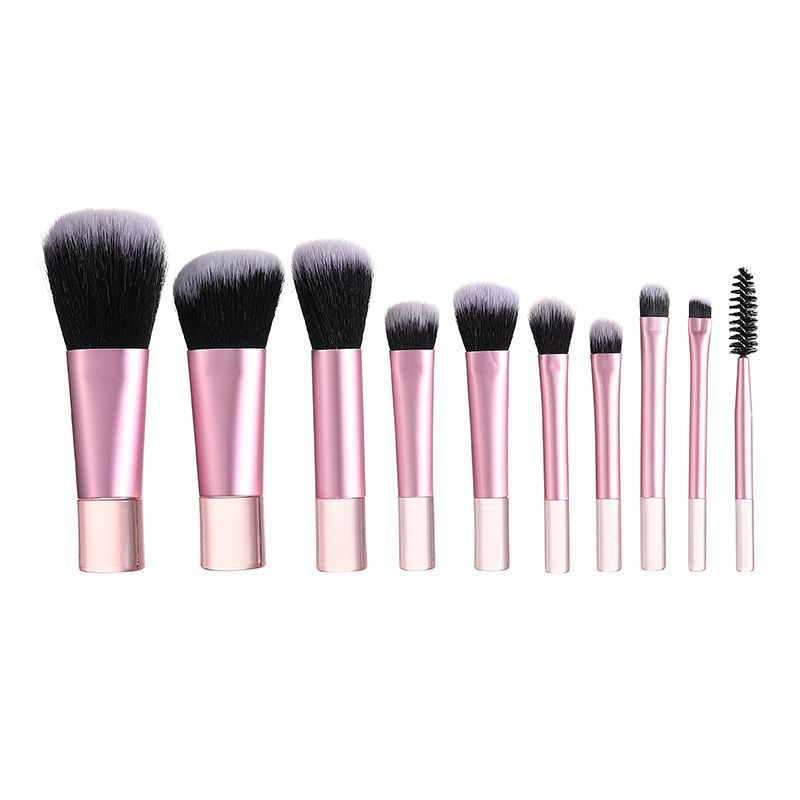 10-Piece Synthetic Hair Makeup Brush Set Cross-Border for Face for Amazon & Aliexpress Includes Nylon Brush Bag Storage