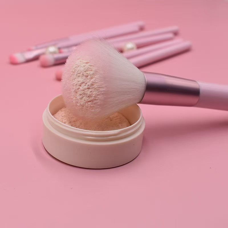 Direct Supply 7pcs Pink and White Makeup Brush Set Factory Price Private Label Eye Makeup Brushes Set