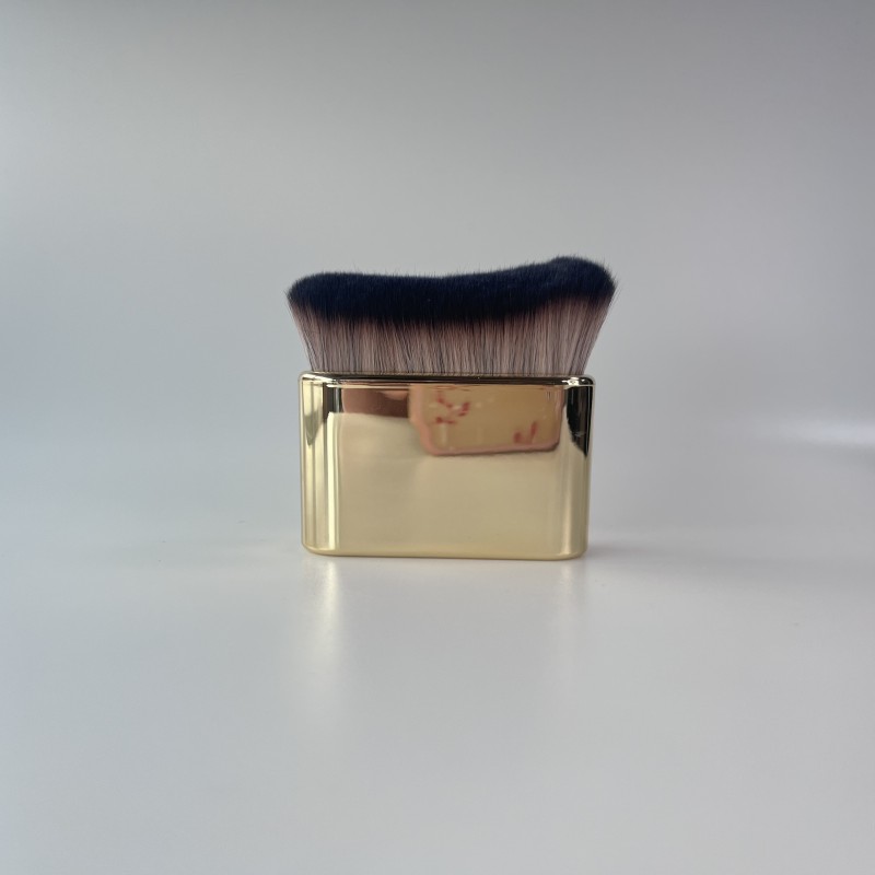 Custom Logo Kabuki Tanning Body Flat Brush Soft Hair Applicator Fan Brush  Metal Handle for Foundation Single Makeup Brush