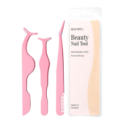 Beauty Tool Set Includes Stainless Steel Seahorse Clip Comb Curved Tweezers Straight Eyelash Curler for Eyelash for Eyebrows