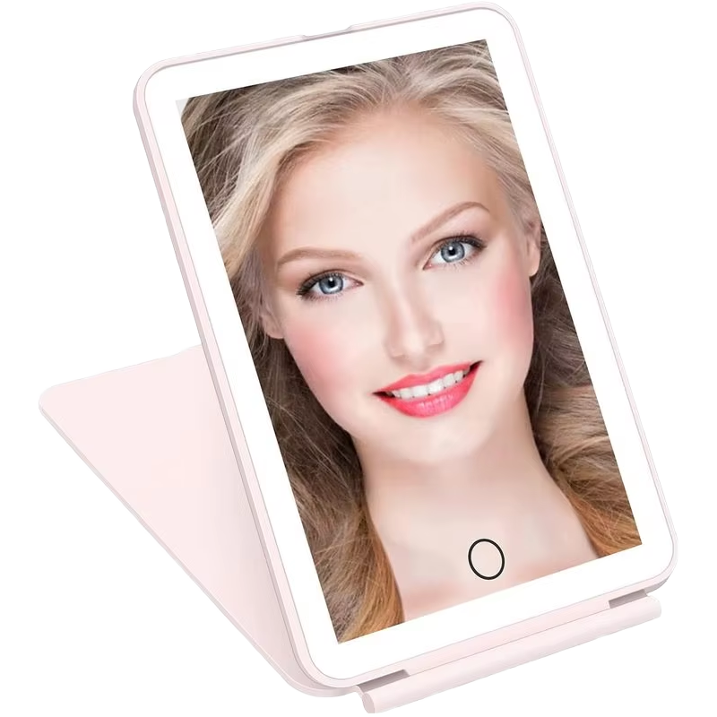 Touch Switch Screen Tabletop Folding Mirror New Beauty ABS Led Lights Dimmable Cosmetic Makeup Mirror