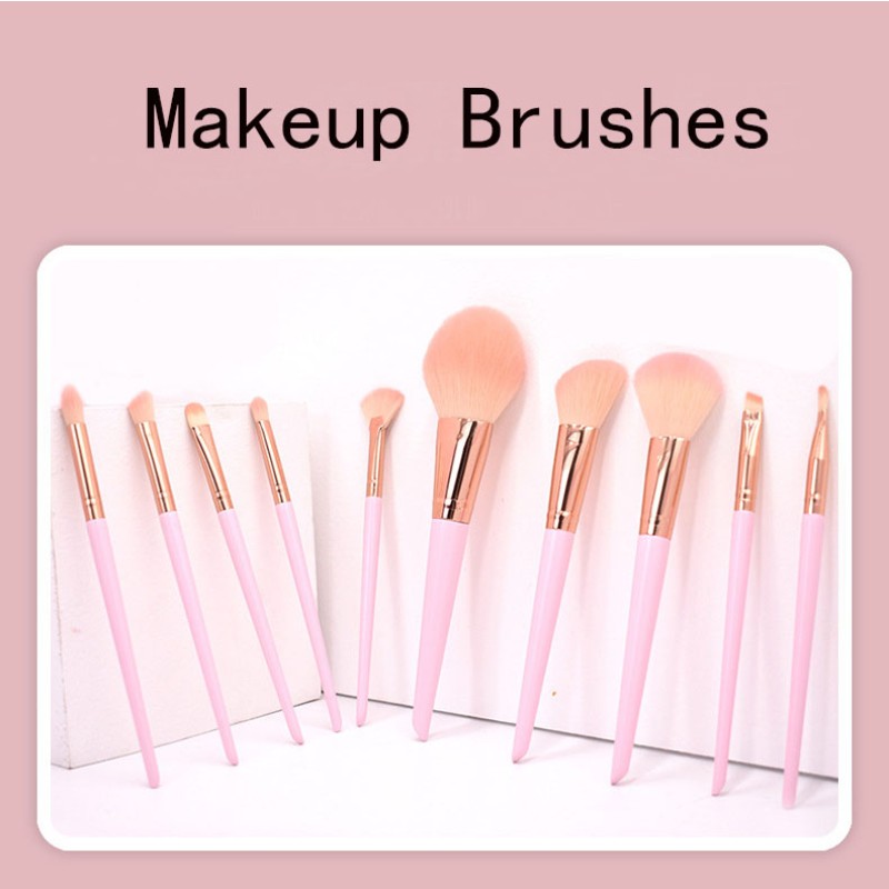 Professional Nylon Makeup Brush Set with Soft Foundation Brushes Mascara 10Pcs Including Cosmetic Bag Low MOQ Private Label