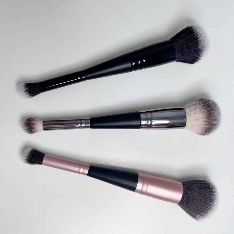 Best Seller 2 in 1 Face Foundation Kabuki Brush Rounded Flat Top with Wood Handle New Arrival Concealer and Foundation Brush