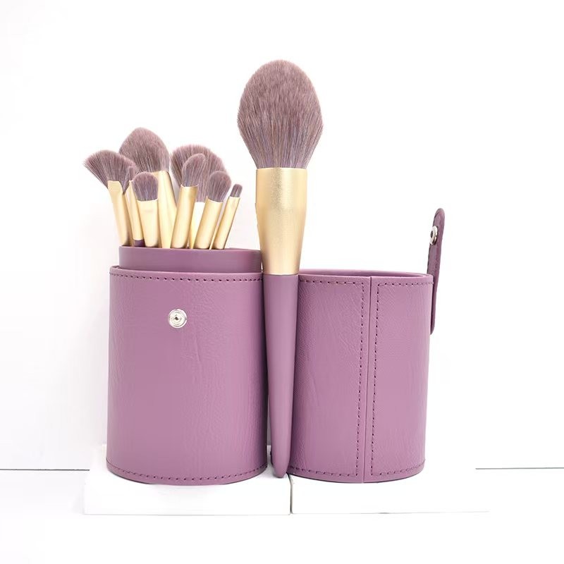 Professional 9pcs Microfiber Hair Concealer Eye Shadow Brushes Set Flat Shape Daily Use with Mascara & Eyeliner