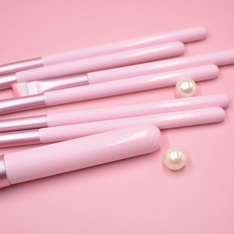 Direct Supply 7pcs Pink and White Makeup Brush Set Factory Price Private Label Eye Makeup Brushes Set