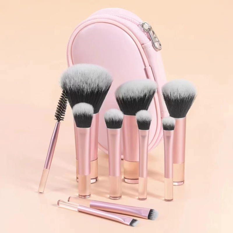 10-Piece Mini Makeup Brushes Set with Long Tube 16 Multi-Color Beauty Loose Powder Brushes Cross-Border Hot Sale for Face Use