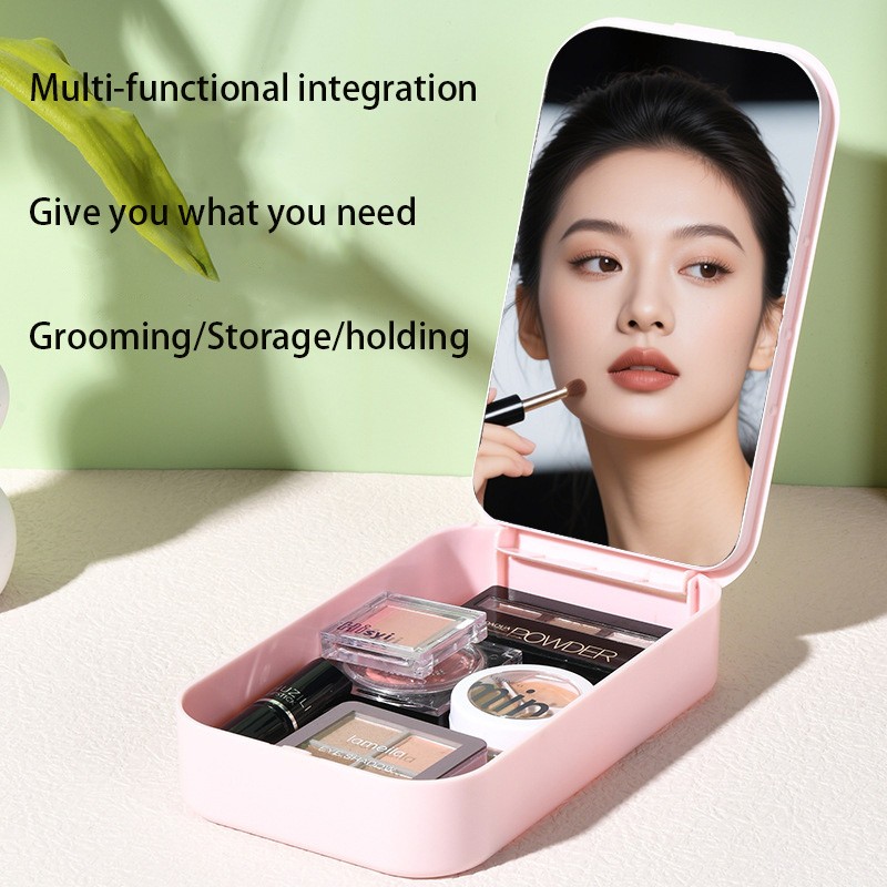 New Design Fashion Portable Travel Makeup Case with Mirror Smart Home Mirror Makeup Storage Box Cosmetic Mirror