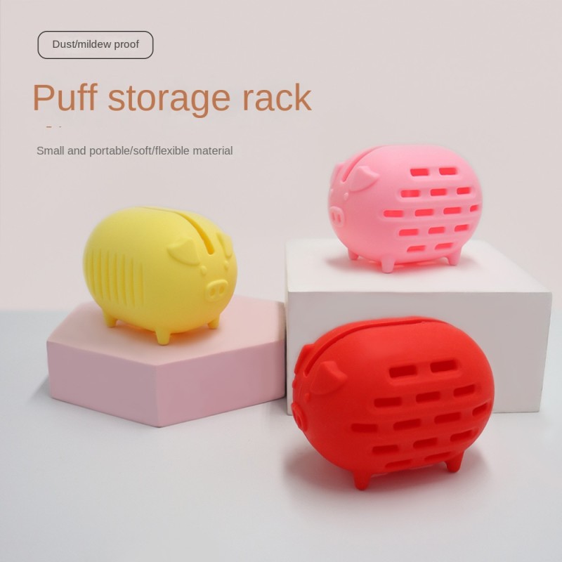Hot Selling Reusable Breathable Soft Silicone Egg Storage Box Portable Powder Puff Case for Makeup Sponge Storage