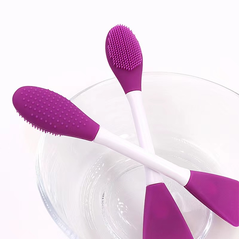 Adjustable Double-Ended Silicone Face Mask Brush Dual Cleaner Tool for Mud Mask Smearing Face Washing Face Mask Brush Cleansing