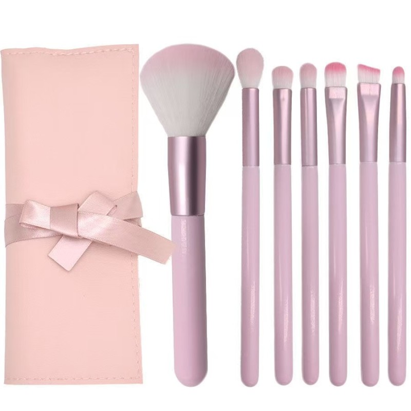 Direct Supply 7pcs Pink and White Makeup Brush Set Factory Price Private Label Eye Makeup Brushes Set