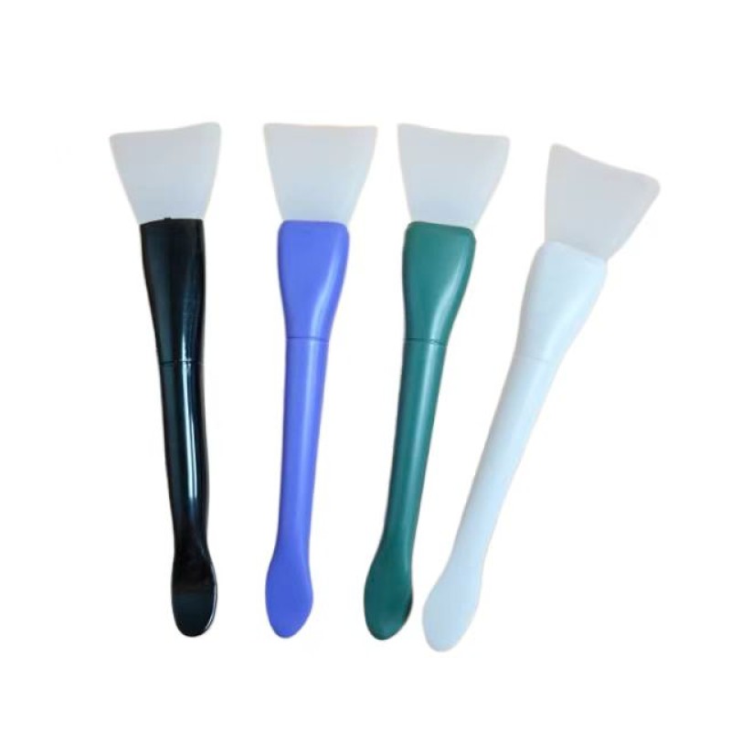 2 in 1 Soft Silicone Facial Mask Brush with Spoon Women Face Mask DIY Mud Film Mix Applicator Skin Care Beauty Tools