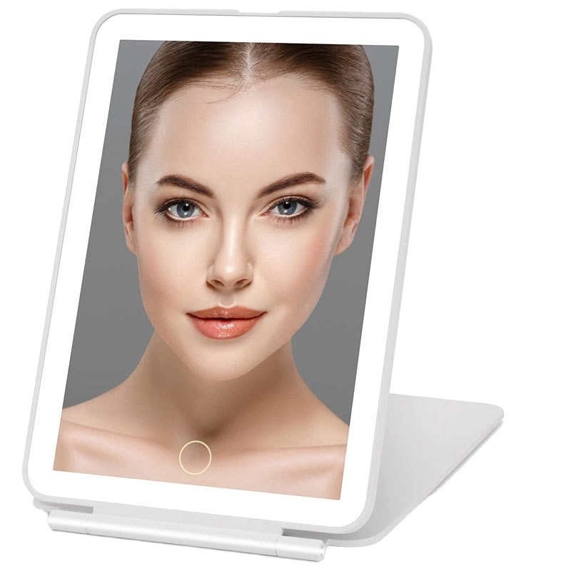 Touch Switch Screen Tabletop Folding Mirror New Beauty ABS Led Lights Dimmable Cosmetic Makeup Mirror