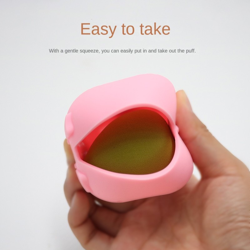 Hot Selling Reusable Breathable Soft Silicone Egg Storage Box Portable Powder Puff Case for Makeup Sponge Storage