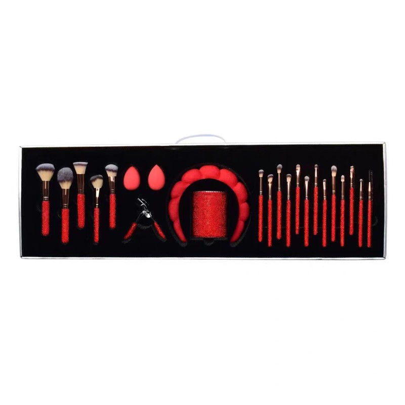 Custom Logo Christmas Gifts Present Box High-End Diamond Glitter Studded Foundation Halloween Makeup Brushes Tool Cosmetics Set