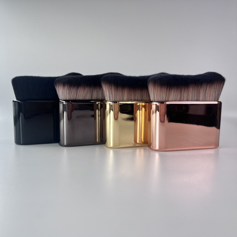 Rose Gold High-Density Face Kabuki Brush Flat Body Foundation Blender Makeup Brush with Handle