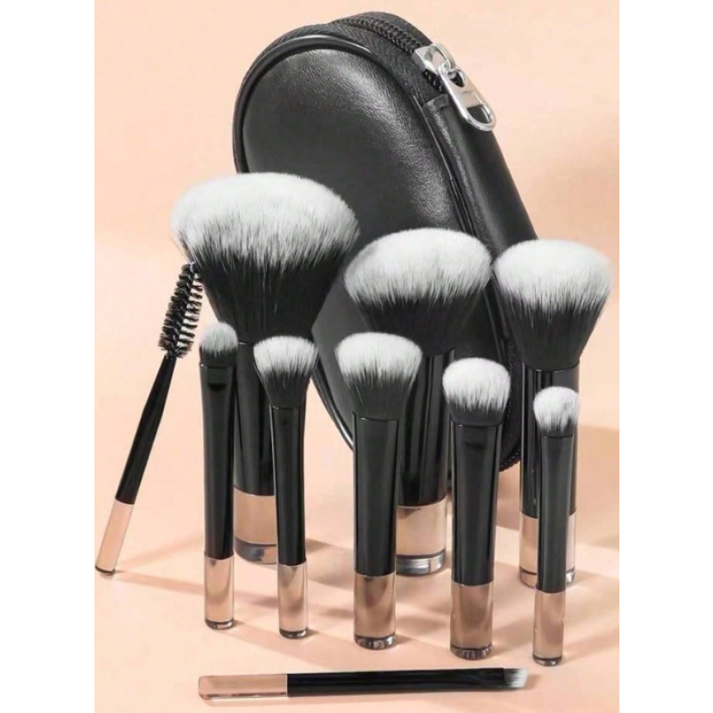10-Piece Mini Makeup Brushes Set with Long Tube 16 Multi-Color Beauty Loose Powder Brushes Cross-Border Hot Sale for Face Use