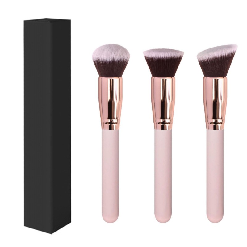 Comfortable Grip Foundation Brush Wood Handle Single Blush Contour Makeup Tool for Face Application Concealer with Package