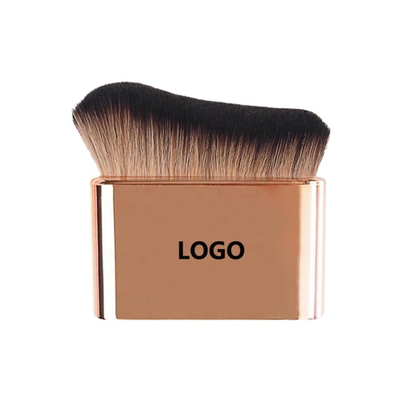 Custom Logo Kabuki Tanning Body Flat Brush Soft Hair Applicator Fan Brush  Metal Handle for Foundation Single Makeup Brush