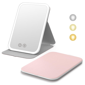 Foldable Double and Single Sided Vanity Mirror for Dormitory & Office Use Portable LED Makeup Mirror with 10x Magnification