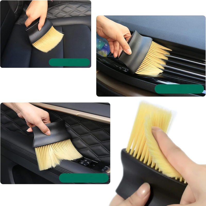 Yellow Soft Bristle Car Cleaning Brushes Auto Interior Dashboard Detailing Dusting Tool with Exterior Skylight for Car Wash