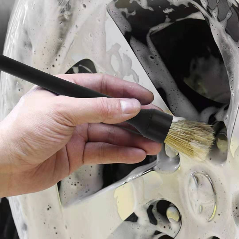 2 Pcs 100% Natural Pig Mane Car Wash Brushes Portable Interior Cleaning Instrument Panel Seat Trim Exterior Brush Car Brush