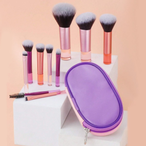 10-Piece Synthetic Hair Makeup Brush Set Cross-Border for Face for Amazon & Aliexpress Includes Nylon Brush Bag Storage