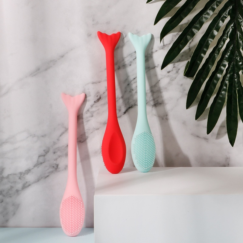 Direct Factory Sale New Full Silicone Fish Tail Blackhead Brush Nose Washing Acne Removal Manual Beauty Tool Makeup Cleaner Tool