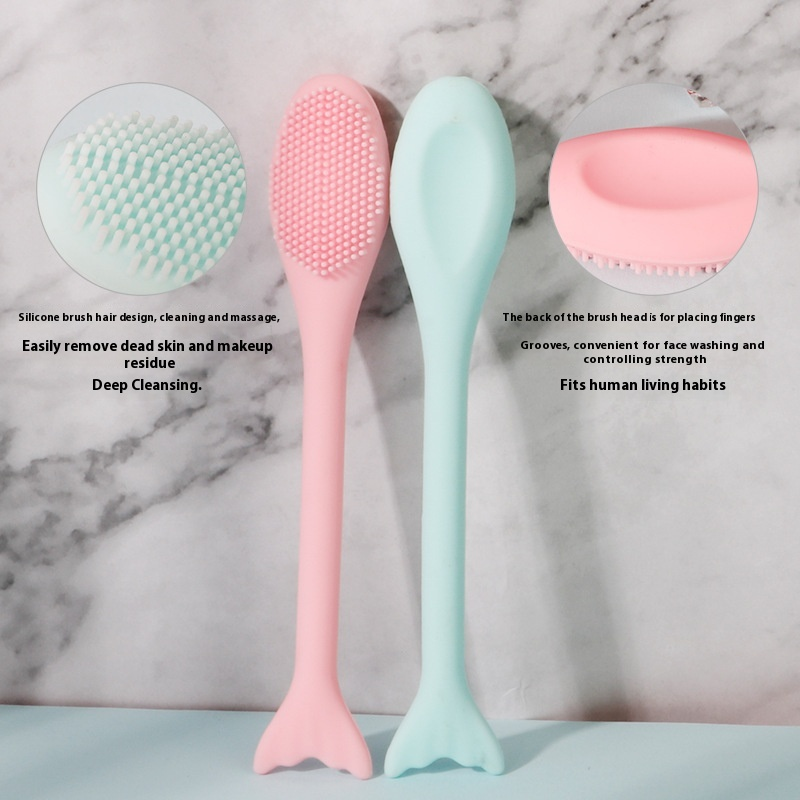 Direct Factory Sale New Full Silicone Fish Tail Blackhead Brush Nose Washing Acne Removal Manual Beauty Tool Makeup Cleaner Tool