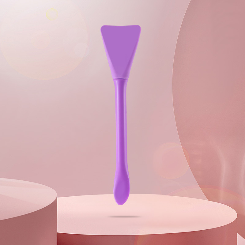 Private Label Double-Head Silicone Spoon Skin-Friendly Makeup Brush Peeling Applicator for Facial Mud Mask Blue Purple Pink